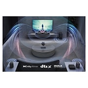 LG Barra de Sonido S80QR │ 600 W │5.1.3 CH │ Dolby Atmos, Imagen de estilo de vida con ondas sonoras que salen de los altavoces, S80QR, thumbnail 6