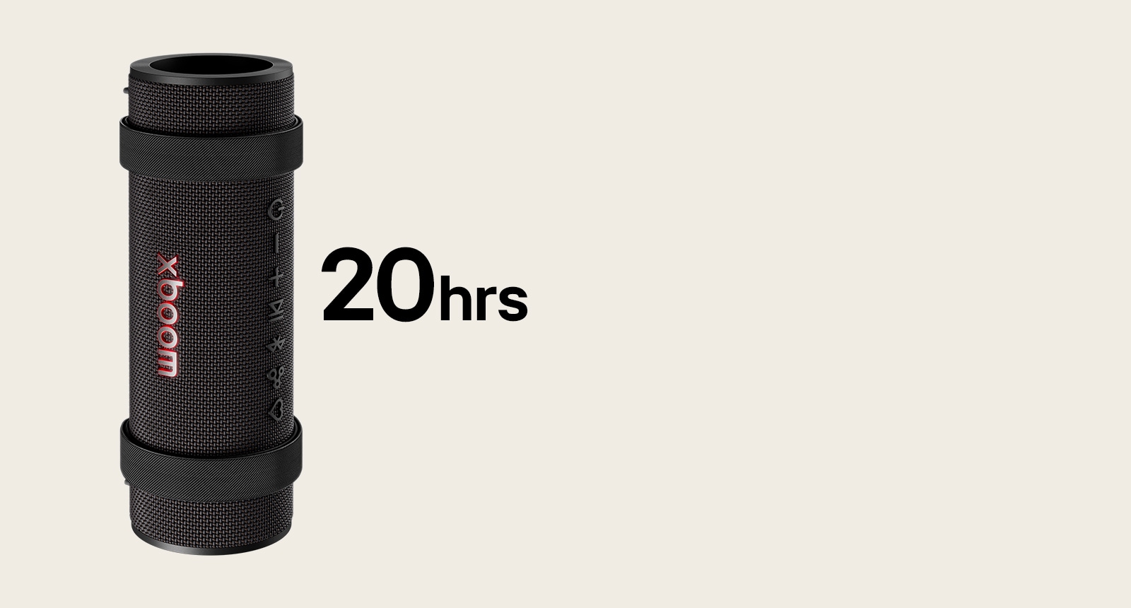 El xboom Grab está colocado verticalmente.