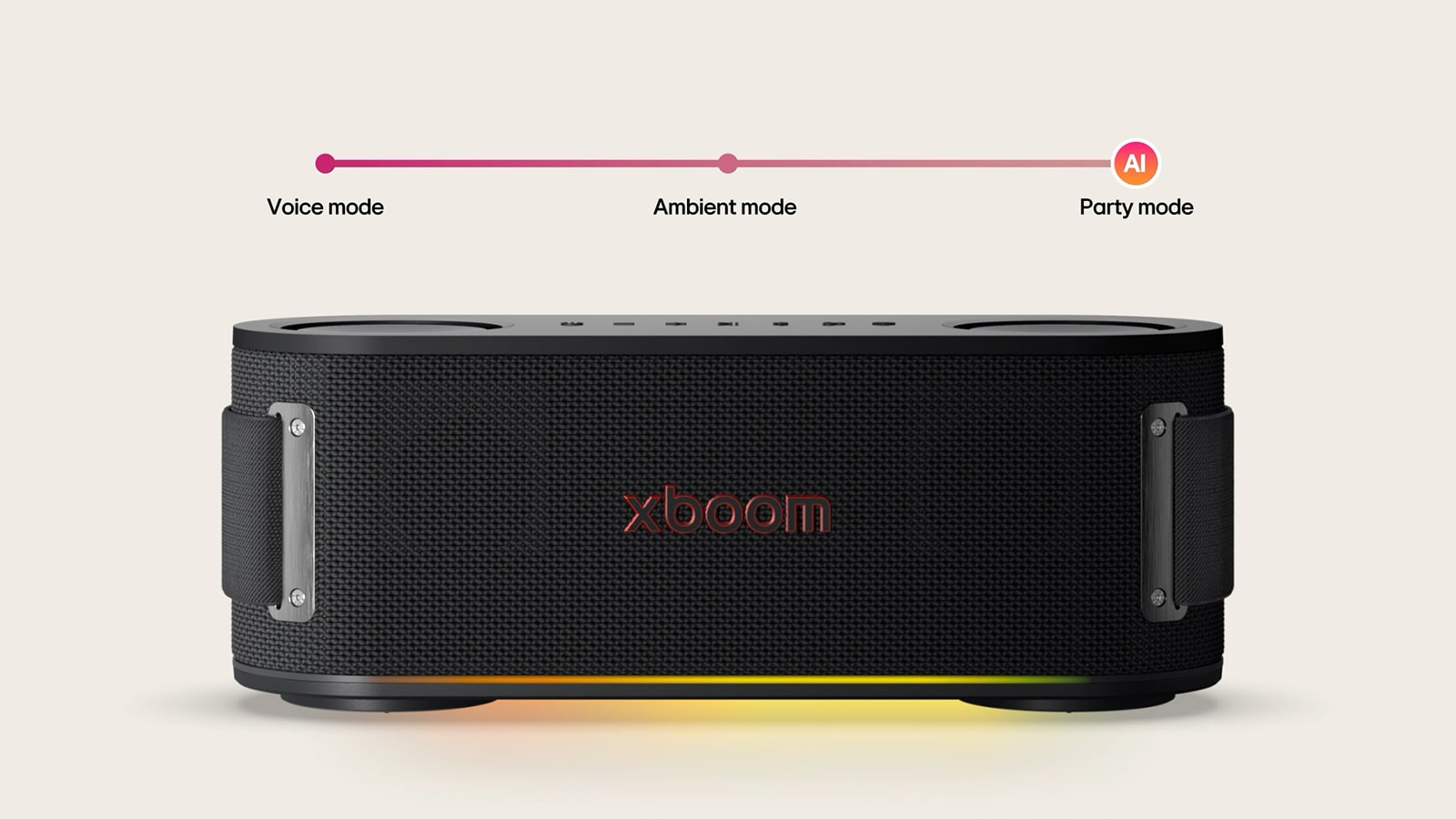 Vista frontal del xboom Bounce con su luz encendida.