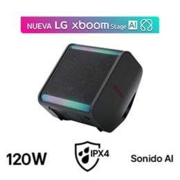 Vista frontal de la LG xboom Stage 301 by will.i.am | Bocina Bluetooth portátil | xboom Signature Sound para fiestas y escenarios2