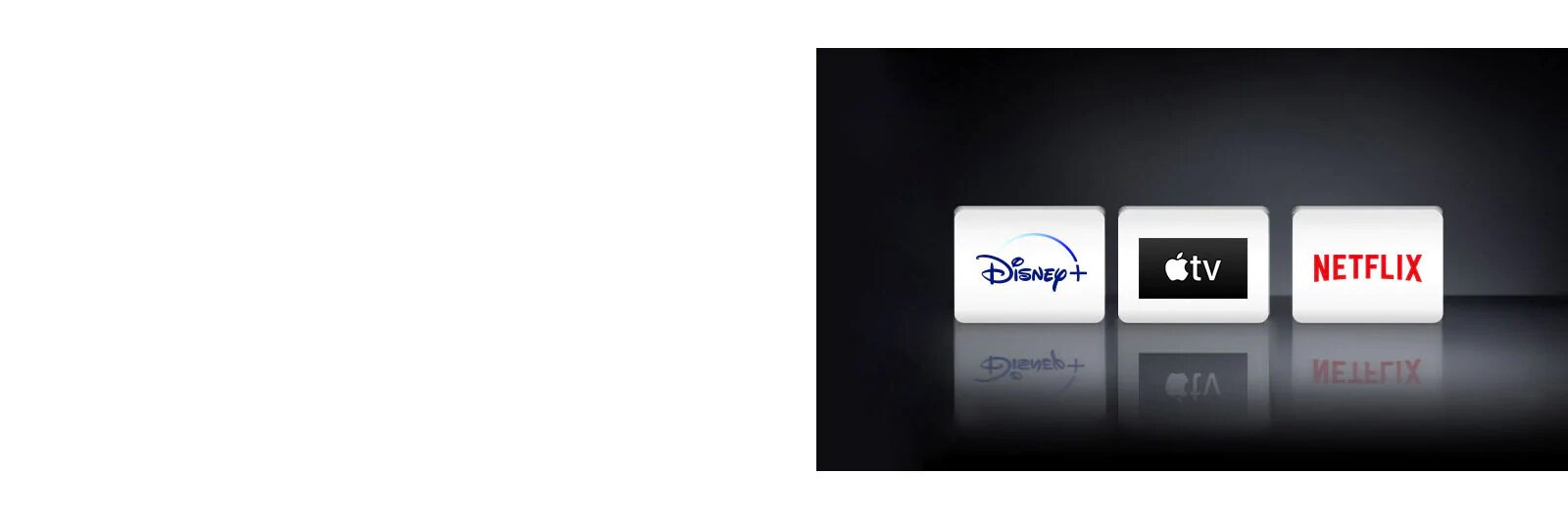 3 logotipos: La aplicación Disney+, Apple TV, Netllix