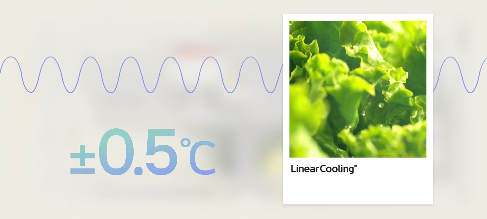 Gráfico de reducción de las fluctuaciones de temperatura y vista de los alimentos que se mantienen frescos en el refrigerador