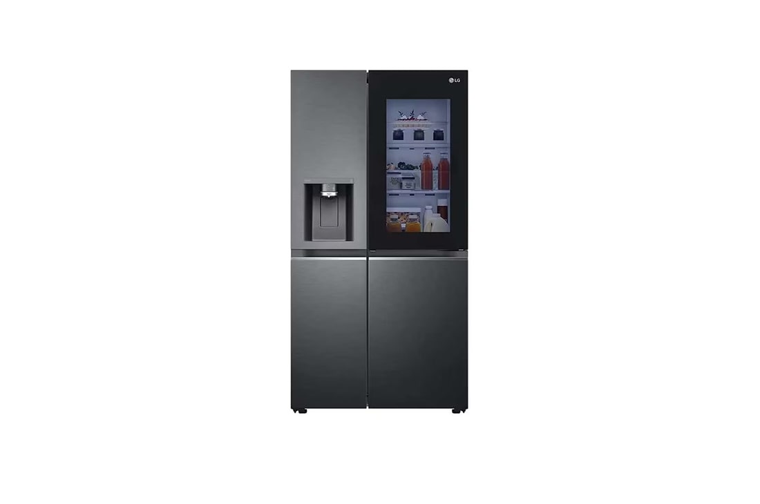 LG Heladera Side by Side │ Negra │ 768 L │ InstaView Door in Door │ Smart Inverter Compressor │ Craft Ice, Vista frontal, GS77SXTC