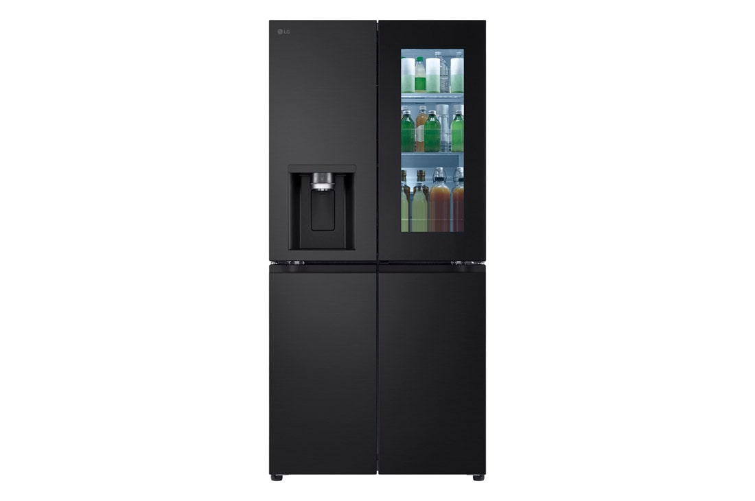 LG Heladera side by side │  Negro │ 418 L │ InstaView Door in Door │ Smart Inverter Compressor │ Craft Ice, front view, GM57SXM