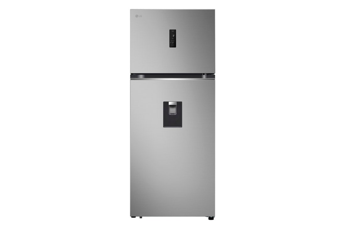LG Heladera Top Freezer │ Plateado │383 L │Smart Inverter Compressor │ThinQ │ Dispenser  , front view, VT40APY