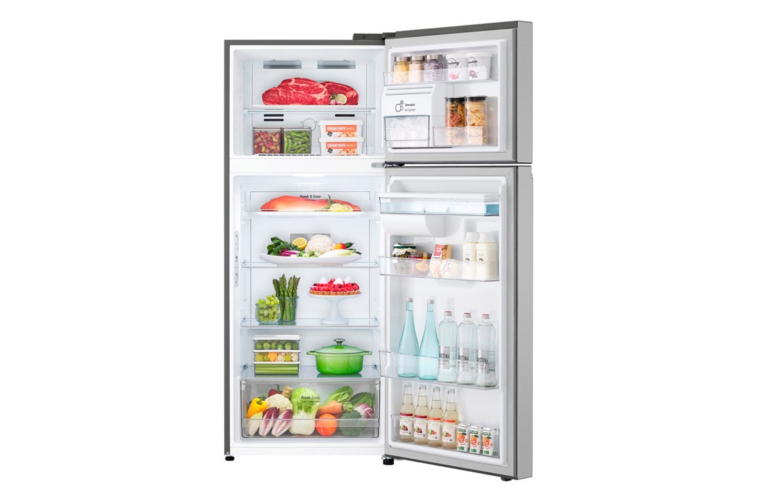 LG Heladera Top Freezer│383L│Door Cooling+│Smart Inverter, front open view with food stored, VT40APY, thumbnail 2