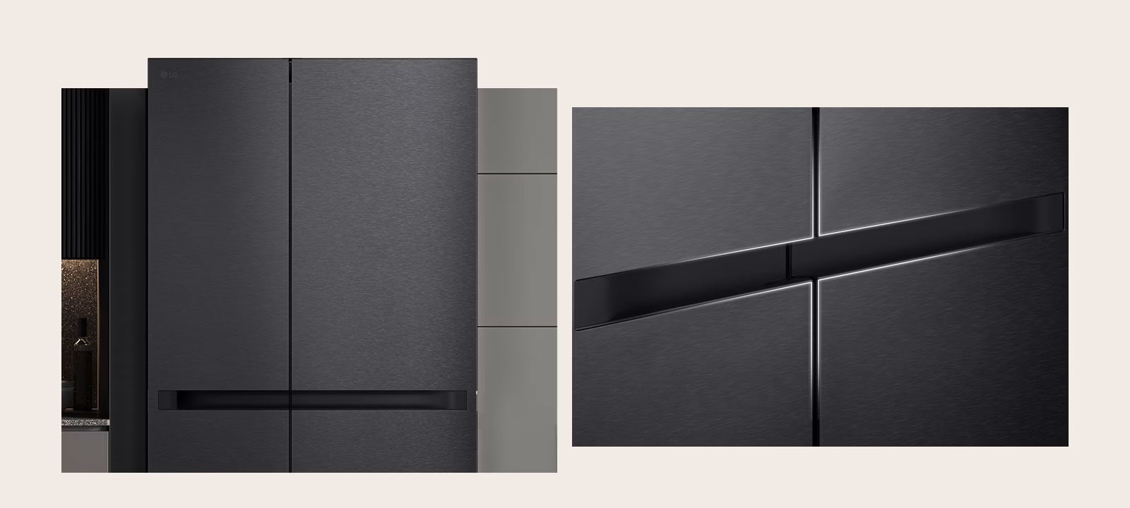 Hay una escena donde el producto está instalado en la cocina, y en el lado derecho, hay una escena en primer plano de la parte de la manija.