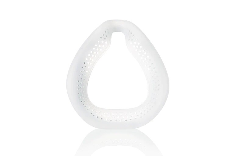 La vista frontal del protector facial.