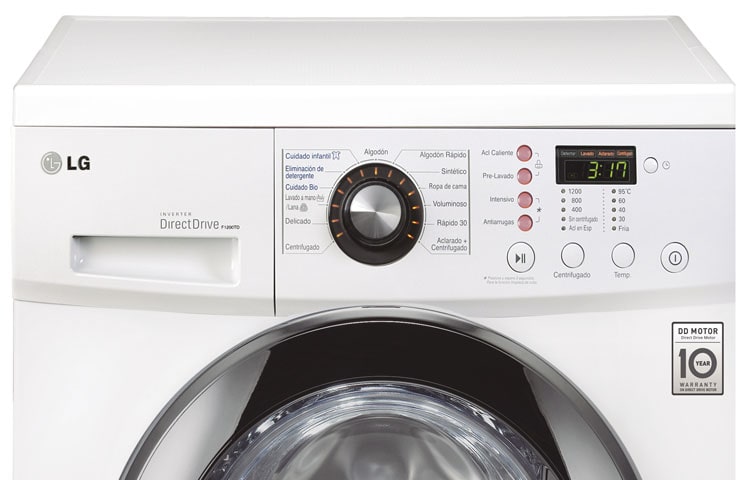 LG Capacidad de lavado de 8,5 kg reales, velocidad de centrifugado 1200 RPM, motor Direct Drive, 10 años de garantía al motor, F1210TD, thumbnail 3