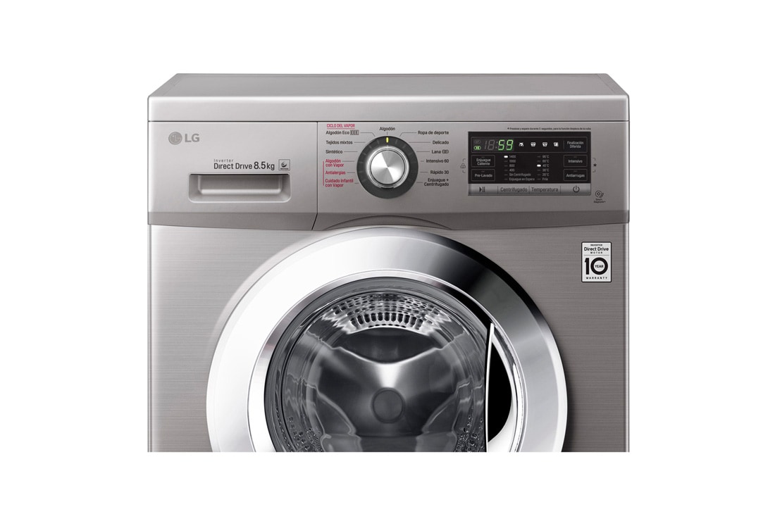 LG Lavarropas carga frontal 8,5 KG │ Plateado │ Inverter Direct Drive │ AI DD │ Steam, Vista de primer plano del panel, WM8516EE6, thumbnail 8