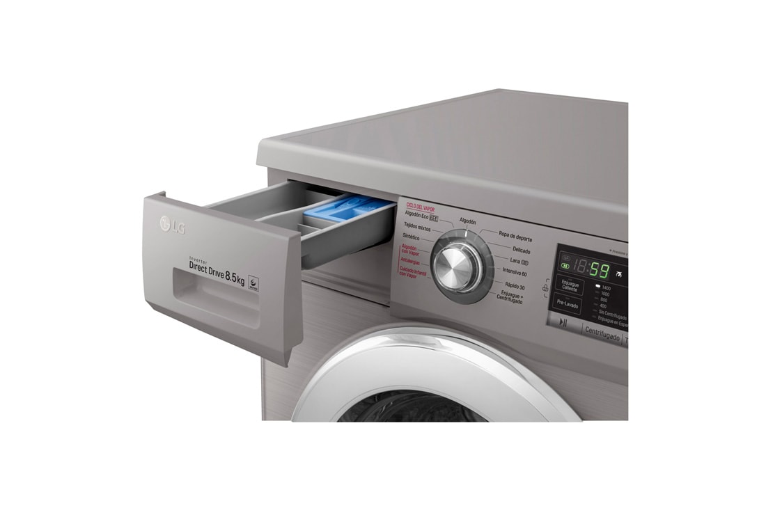 LG Lavarropas carga frontal 8,5 KG │ Plateado │ Inverter Direct Drive │ AI DD │ Steam, WM8516EE6, thumbnail 12