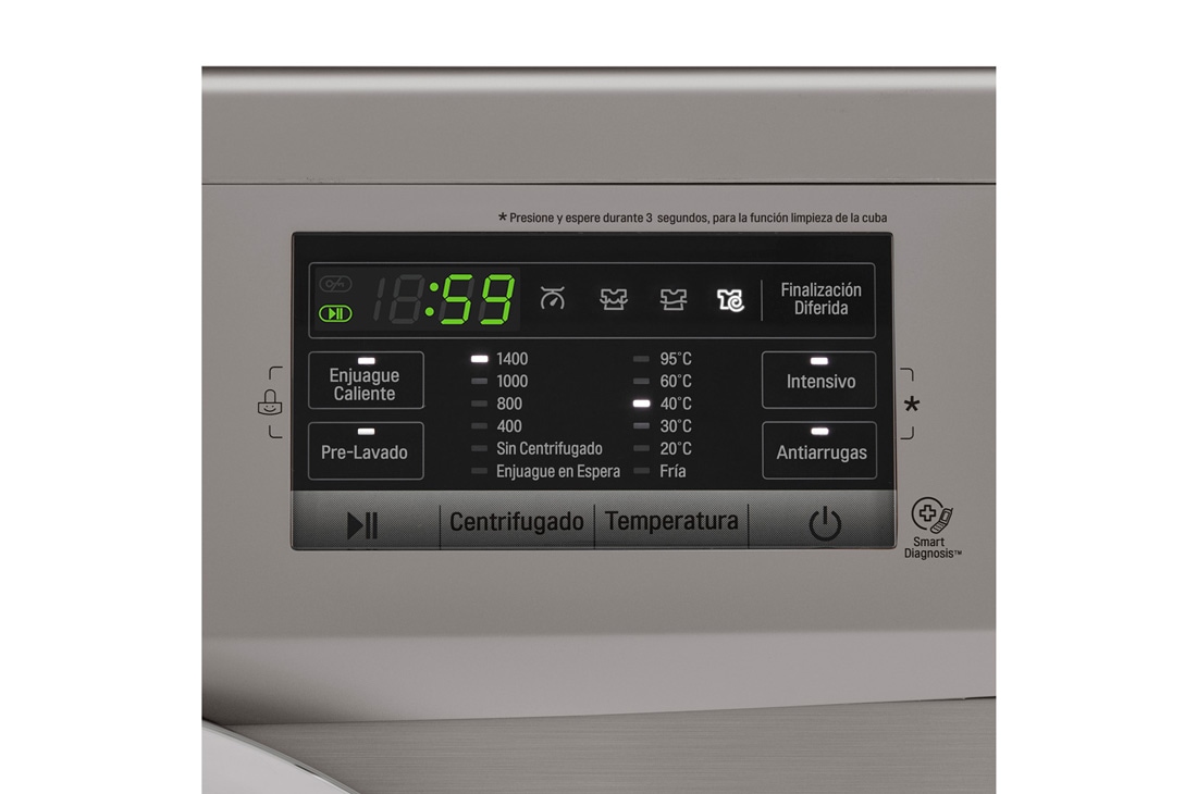LG Lavarropas carga frontal 8,5 KG │ Plateado │ Inverter Direct Drive │ AI DD │ Steam, Vista de primer plano del panel, WM8516EE6, thumbnail 9
