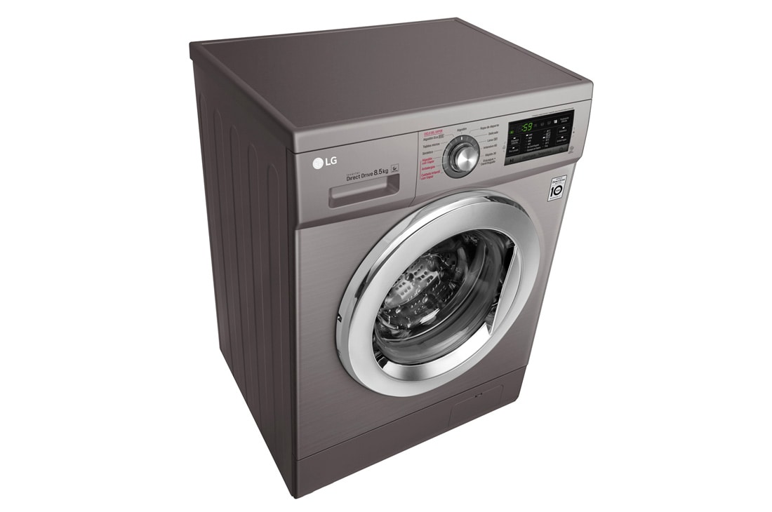 LG Lavarropas carga frontal 8,5 KG │ Plateado │ Inverter Direct Drive │ AI DD │ Steam, Vista superior izquierda en perspectivade, WM8516EE6, thumbnail 6