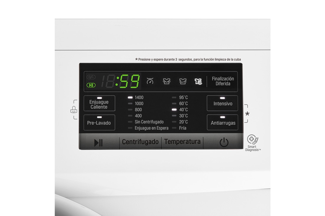 LG Lavarropas carga frontal 8,5 KG │ Blanco │ Inverter Direct Drive │ AI DD │ Steam, Vista de primer plano del panel, WM8516WE6, thumbnail 9