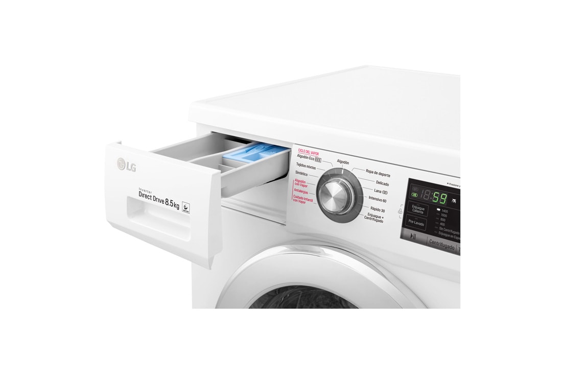 LG Lavarropas carga frontal 8,5 KG │ Blanco │ Inverter Direct Drive │ AI DD │ Steam, WM8516WE6, thumbnail 12