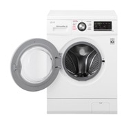 LG Lavarropas carga frontal 8,5 KG │ Blanco │ Inverter Direct Drive │ AI DD │ Steam, Vista frontal con puerta reversible abierta, WM8516WE6, thumbnail 4
