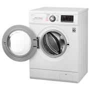 LG Lavarropas carga frontal 8,5 KG │ Blanco │ Inverter Direct Drive │ AI DD │ Steam, Vista frontal con puerta reversible abierta, WM8516WE6, thumbnail 5