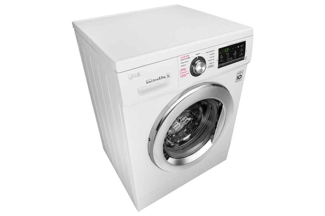 LG Lavarropas carga frontal 8,5 KG │ Blanco │ Inverter Direct Drive │ AI DD │ Steam, Vista superior izquierda en perspectivade, WM8516WE6, thumbnail 6