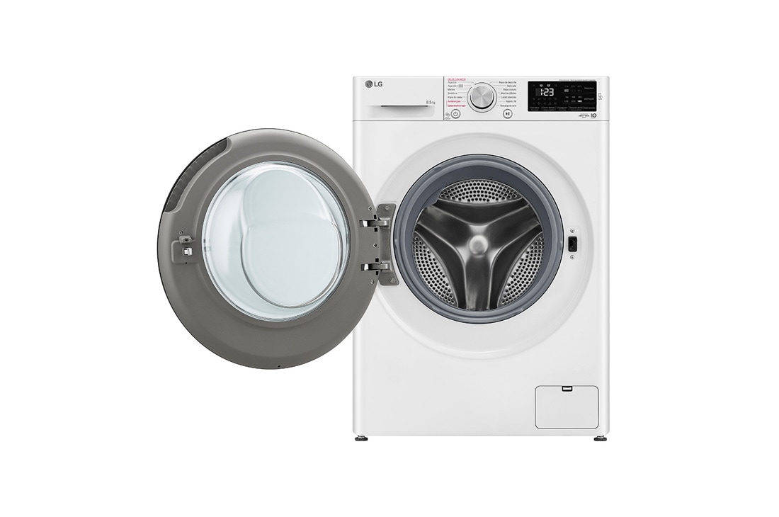 LG Lavarropas carga frontal 8,5 KG │ Blanco │ Inverter Direct Drive │ AI DD │ Steam, Front Open View, WM85WVC5S6P, thumbnail 2