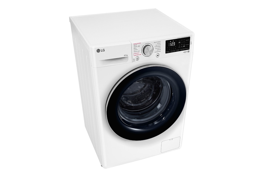 LG Lavarropas carga frontal 8,5 KG │ Blanco │ Inverter Direct Drive │ AI DD │ Steam, Top Perspective View , WM85WVC5S6P, thumbnail 8