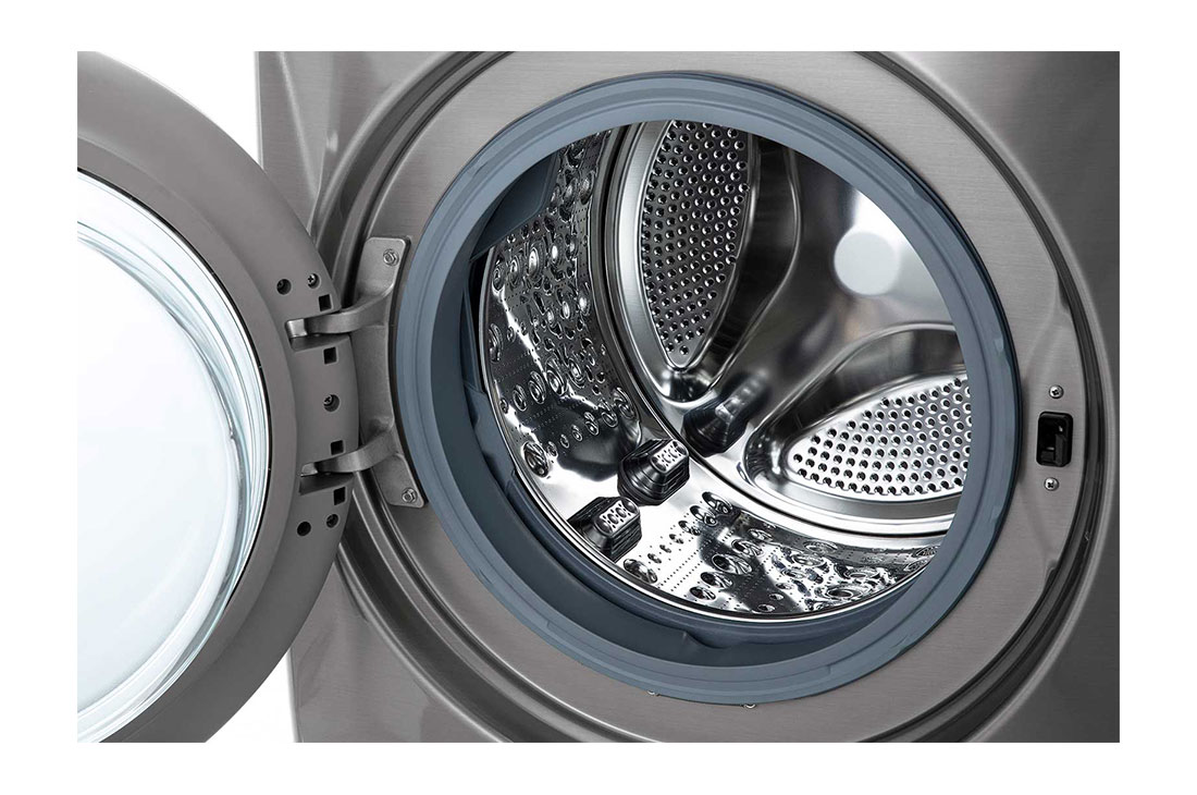 LG Lavarropas carga frontal 13 KG │ Gris mate │ Inverter Direct Drive│ AI DD │Steam, Front open drum detail view, WM13EGS6, thumbnail 5