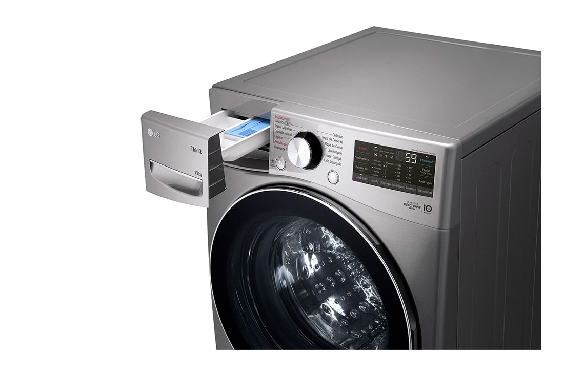 LG Lavarropas carga frontal 13 KG │ Gris mate │ Inverter Direct Drive│ AI DD │Steam, Drawer open view, WM13EGS6, thumbnail 7
