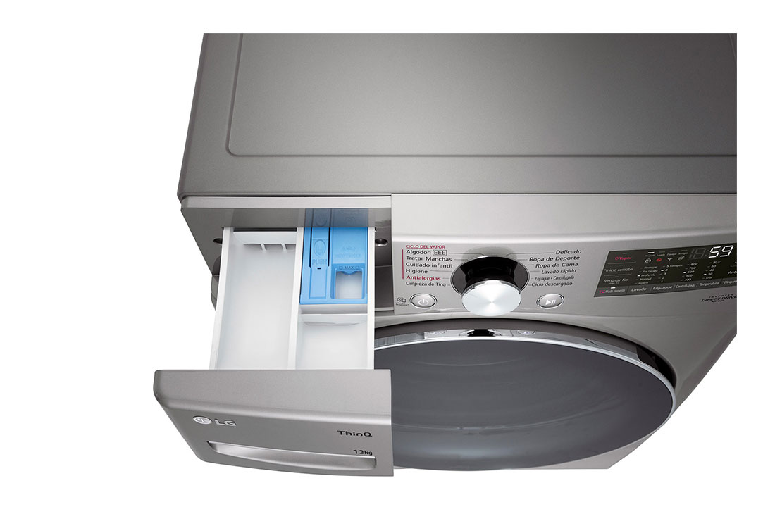 LG Lavarropas carga frontal 13 KG │ Gris mate │ Inverter Direct Drive│ AI DD │Steam, Top drawer open view, WM13EGS6, thumbnail 8