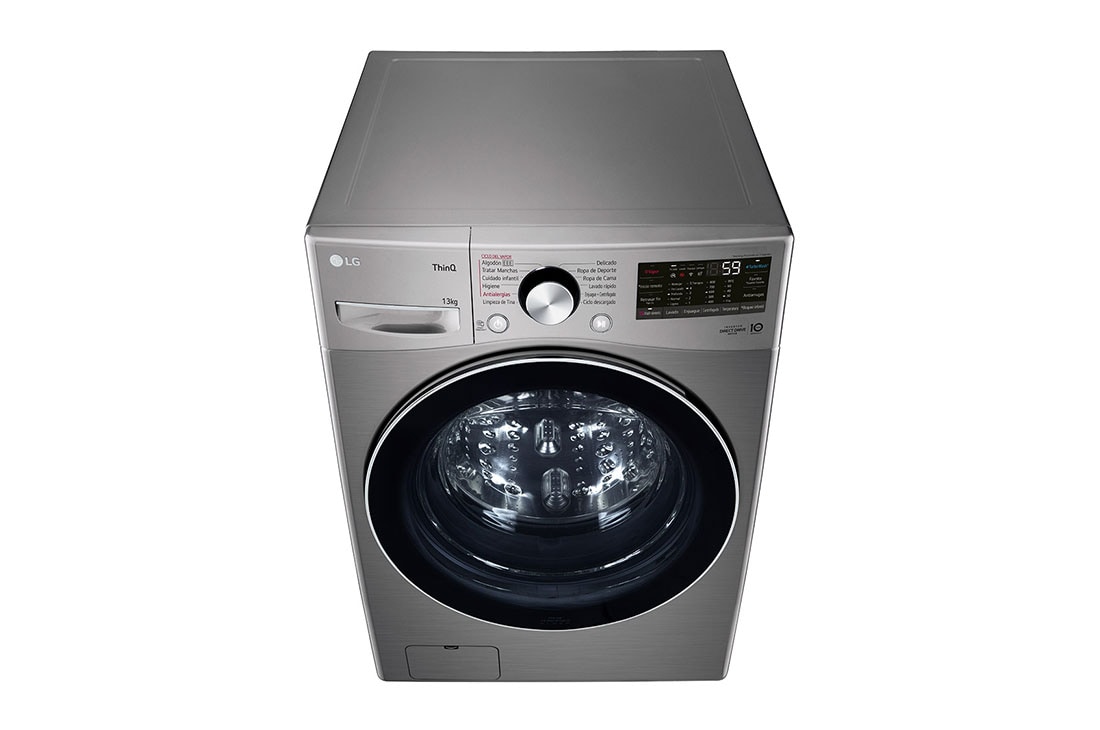 LG Lavarropas carga frontal 13 KG │ Gris mate │ Inverter Direct Drive│ AI DD │Steam, Top perspective view, WM13EGS6, thumbnail 9