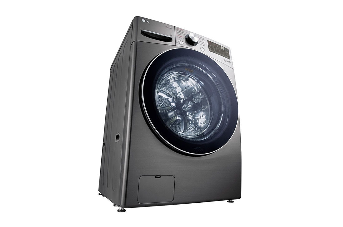 LG Lavarropas carga frontal 13 KG │ Gris mate │ Inverter Direct Drive│ AI DD │Steam, Low perspective, WM13EGS6, thumbnail 16