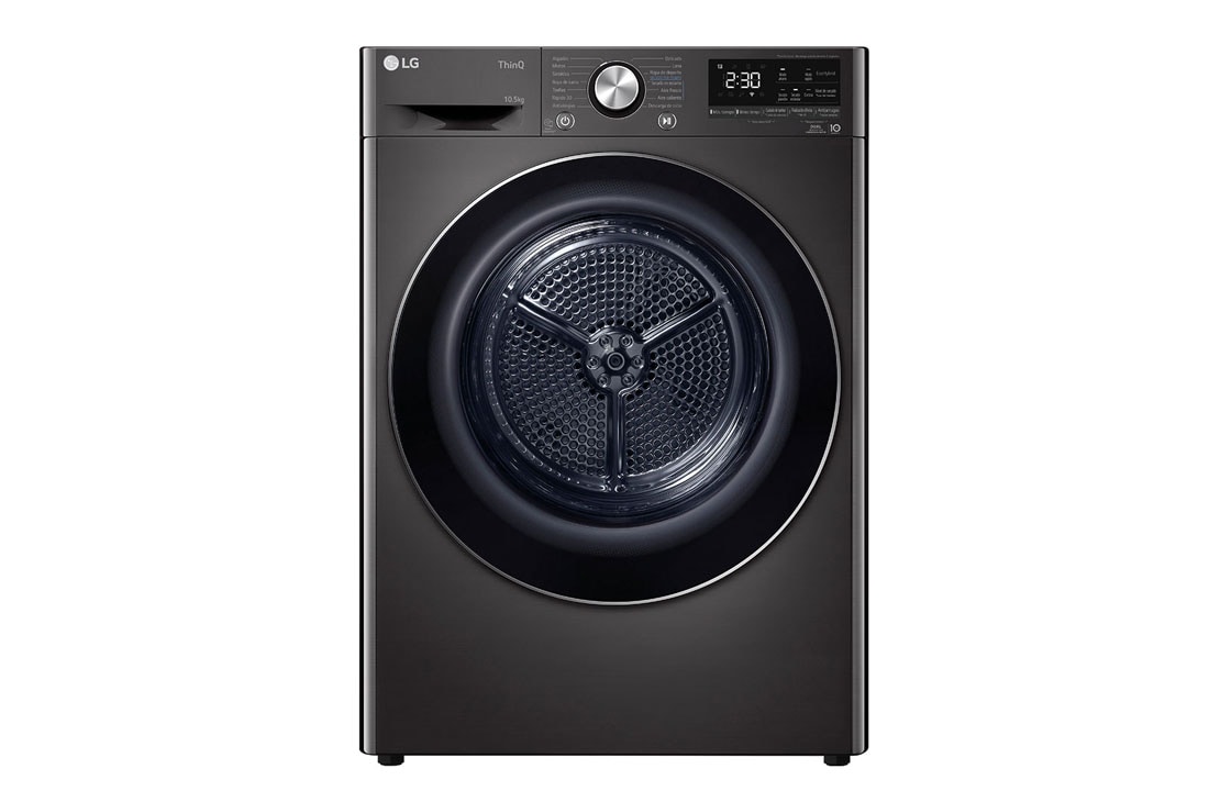 LG Secarropas carga frontal 10,5 KG │ Negro │ Dual Inverter Heat Pump │ThinQ WIFI , front view , DF11BVC2S6
