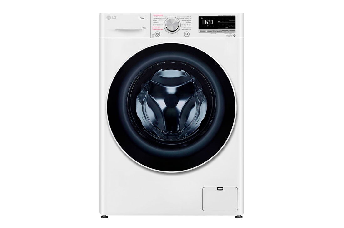 LG  Lavarropas carga frontal 10 KG │ Blanco │ Inverter Direct Drive │ AI DD │ ThinQ WIFI │ Steam , Front View, WM10WVC4S6