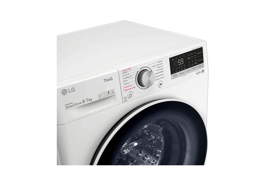 LG Lavasecarropas 9/5KG│AIDD™│Inverter Direct Drive™│Steam, Panel view, WD90WVC4S6, thumbnail 3