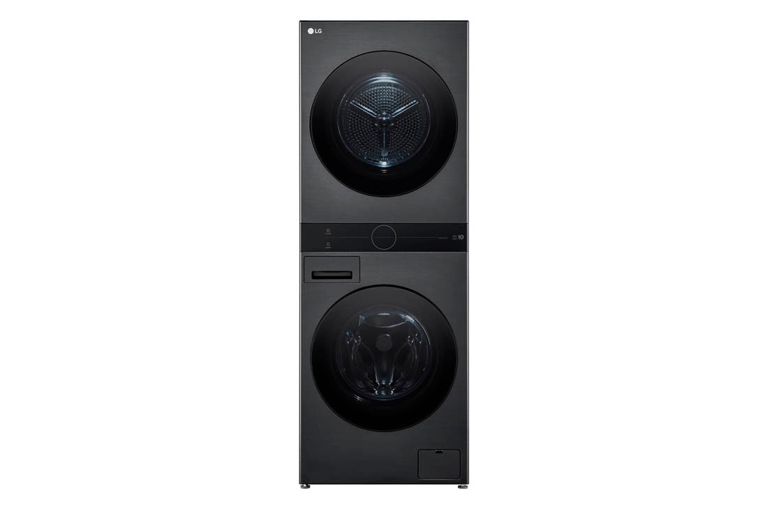 LG  Torre de lavado 14/10 KG │ Negro │ Inverter Direct Drive │ Dual Inverter Heat Pump | AI DD, Front View, WK14BS6