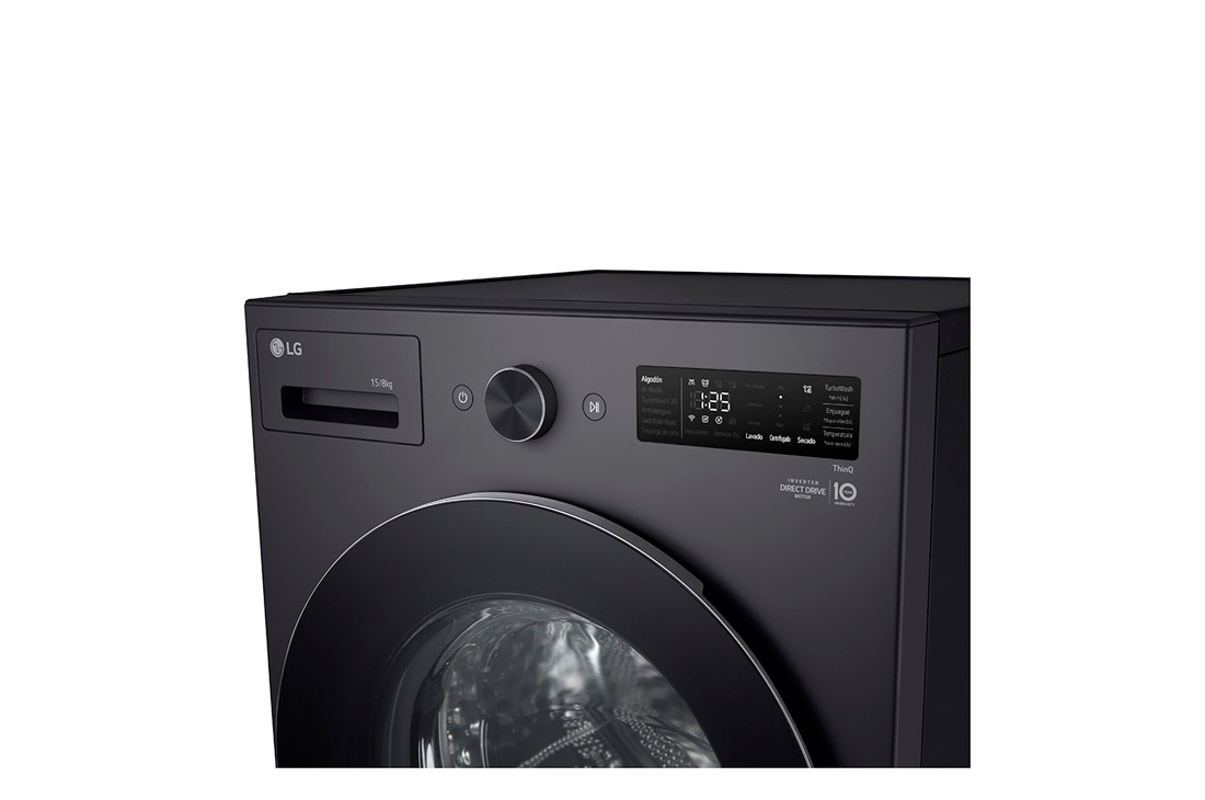 LG Lavasecarropas 15/8KG│AIDD™│Inverter Direct Drive™│Steam, Top perspective view, WD15EGNTSPG, thumbnail 9