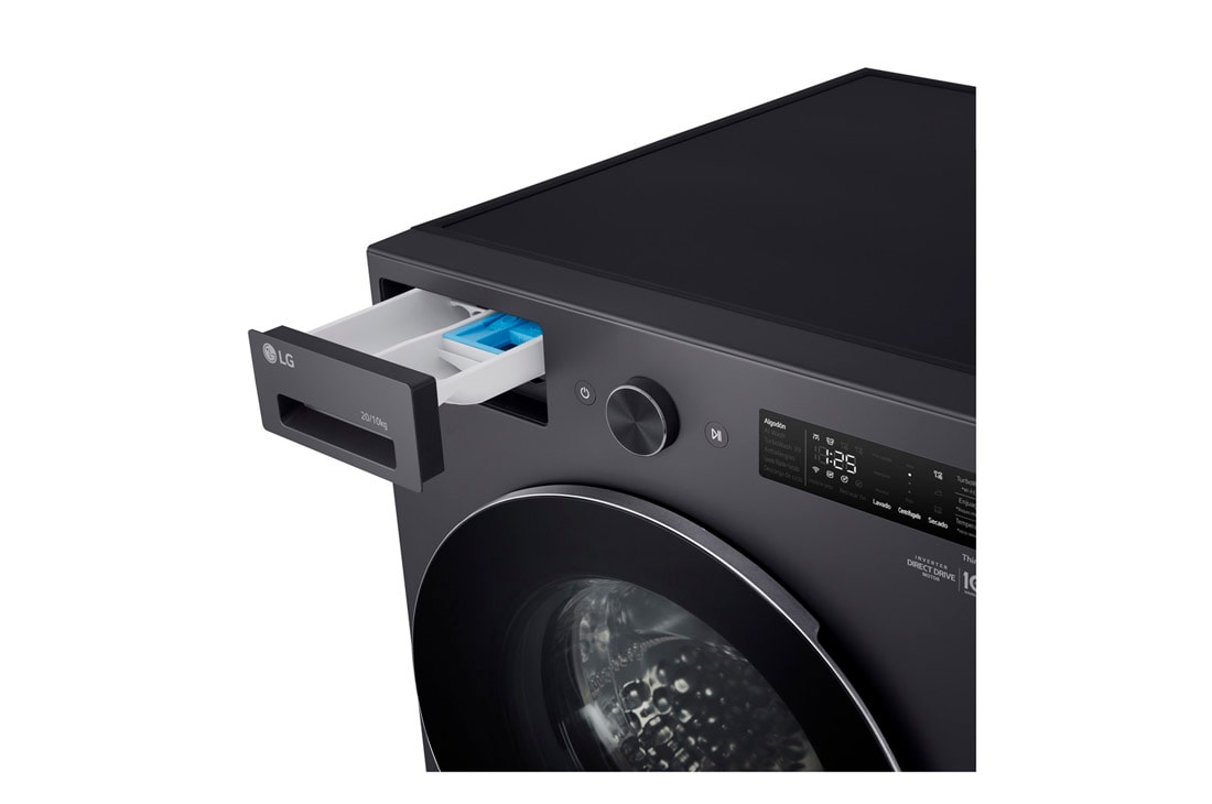 LG Lavasecarropas 20/10KG│AIDD™│Inverter Direct Drive™│Steam, perspective Bottom view, WD20EGNTSPG, thumbnail 5
