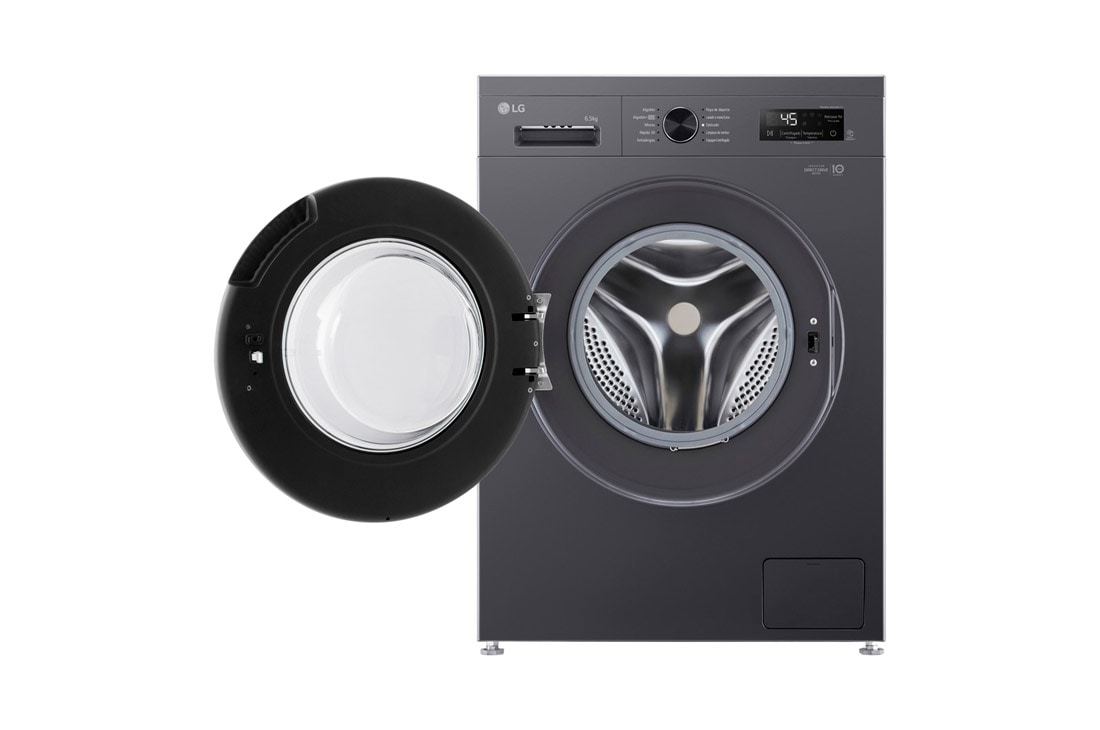 LG Lavarropas 6,5KG│Inverter Direct Drive™│Steam, Front Open View, WM65MVFS6, thumbnail 2
