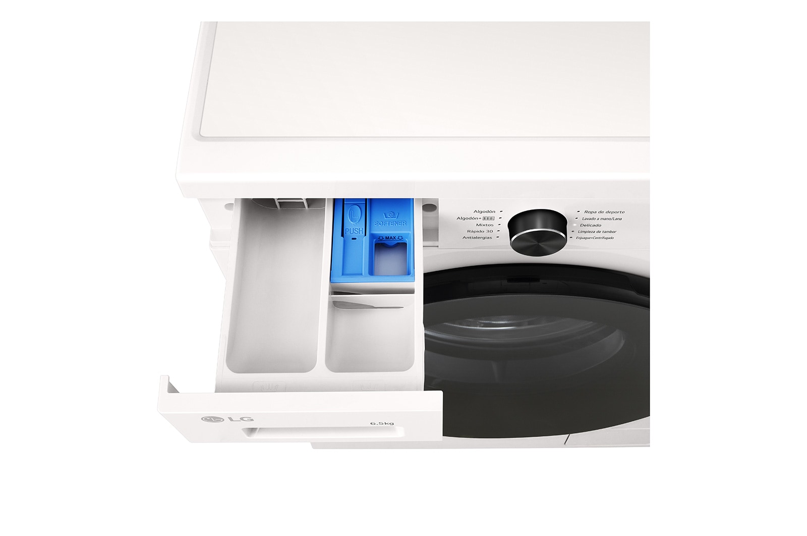 LG Lavarropas 6,5KG│Inverter Direct Drive™│Steam, Top detergent port view, WM65GWVFS6, thumbnail 7