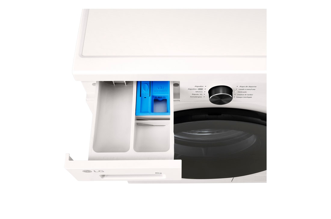 LG Lavarropas 8KG│Inverter Direct Drive™│Steam, Top detergent port view, WM80GWVFS6, thumbnail 7