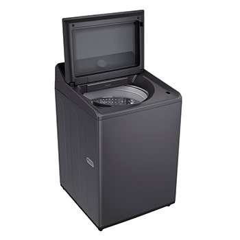 LG Lavarropas 12KG │ TurboDrum™ │ EasyUnload™ │ AIDD™, side open view of top loading washing machine, WT12EGTX6, thumbnail 3