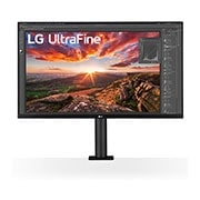 LG 32UN880-B - Monitor 4K UHD LG Ergo™ (Panel IPS: 3840 x 2160p, 16:9, 350cd/m², 1000:1, DCI-P3 >95%, 60Hz, 5ms); diag. 80cm; entradas: HDMI x2, DP x1, USB-A x2, USB-C x1 (P.D. 60W); altavoces 5W ; marcos ultrafinos, G, Brazo del monitor de vista frontal en el centro, 32UN880-B, thumbnail 2