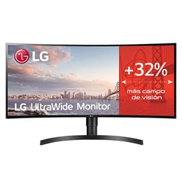 Monitor Ultrapanoramico 21:9 LG UltraWide (Panel IPS: 3440x1440, 300cd/m², 1000:1, sRGB >99%, curvo); diag. 86,72; entr.: DPx1, HDMIx2, USB-Ax3; HDR10; Ajust. en altura e inclinación.2