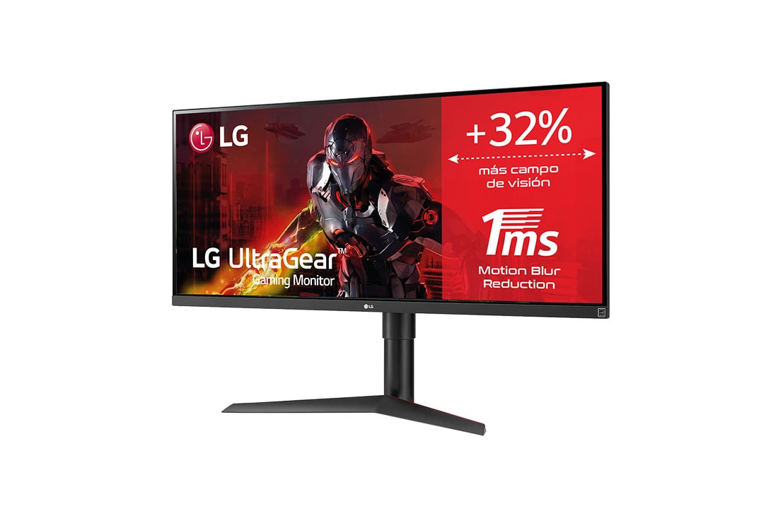LG 34WP65G-B - Monitor LG UltraGear UltraWide (Panel IPS: 2560x1080p, 21:9, 400 cd/m², 1000:1, 5ms “1ms con MBR”); entradas: DP x1, HDMI x1; AMD FreeSync™, Vista lateral de +15 grados, 34WP65C-B, thumbnail 2