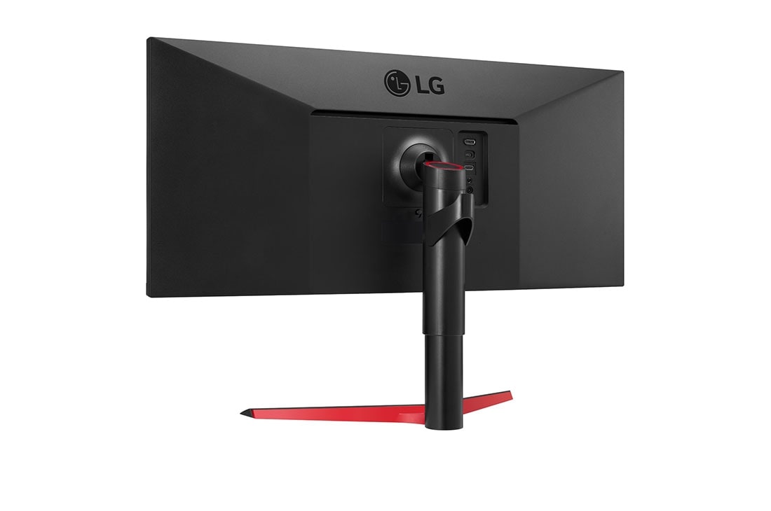 LG 34WP65G-B - Monitor LG UltraGear UltraWide (Panel IPS: 2560x1080p, 21:9, 400 cd/m², 1000:1, 5ms “1ms con MBR”); entradas: DP x1, HDMI x1; AMD FreeSync™, vista de perspectiva trasera, 34WP65C-B, thumbnail 7