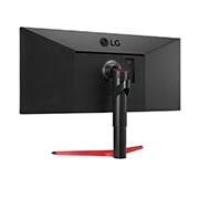 LG 34WP65G-B - Monitor LG UltraGear UltraWide (Panel IPS: 2560x1080p, 21:9, 400 cd/m², 1000:1, 5ms “1ms con MBR”); entradas: DP x1, HDMI x1; AMD FreeSync™, vista de perspectiva trasera, 34WP65C-B, thumbnail 7