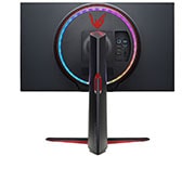 LG  LG 27GP950-B - Monitor Gaming LG UltraGear (Panel NanoIPS: 3840x2160, 400nit, 1000:1, DCI-P3>98%, 1ms); diag. 68,47cm; entr.: HDMI 2.1 x2, DPx1, USB-Ax3; AMD Freesync G-Sync Compatible, vista trasera con luces de color blanco encendidas, 27GP950-B, thumbnail 7