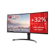 LG 35WN75C-B - Monitor Ultrapanorámico 21:9 LG UltraWide (Panel VA: 3440x1440, 300cd/m², 2500:1, sRGB>99%, curvo); diag. 88,9cm; entr.: HDMIx2, DPx1, USB-Cx1, USB-Ax2; HDR10; altavoces 2x7W; Ajust. en altura e inclinación., Vista lateral de +15 grados, 35WN75C-B, thumbnail 2