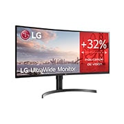 LG 35WN75C-B - Monitor Ultrapanorámico 21:9 LG UltraWide (Panel VA: 3440x1440, 300cd/m², 2500:1, sRGB>99%, curvo); diag. 88,9cm; entr.: HDMIx2, DPx1, USB-Cx1, USB-Ax2; HDR10; altavoces 2x7W; Ajust. en altura e inclinación., Vista lateral de +15 grados, 35WN75C-B, thumbnail 3