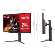 LG Monitor Gamer UltraGear 27'' │UHD 4K 144 Hz │AMD FreeSync, Dimension image, 27GR93U-B, thumbnail 2