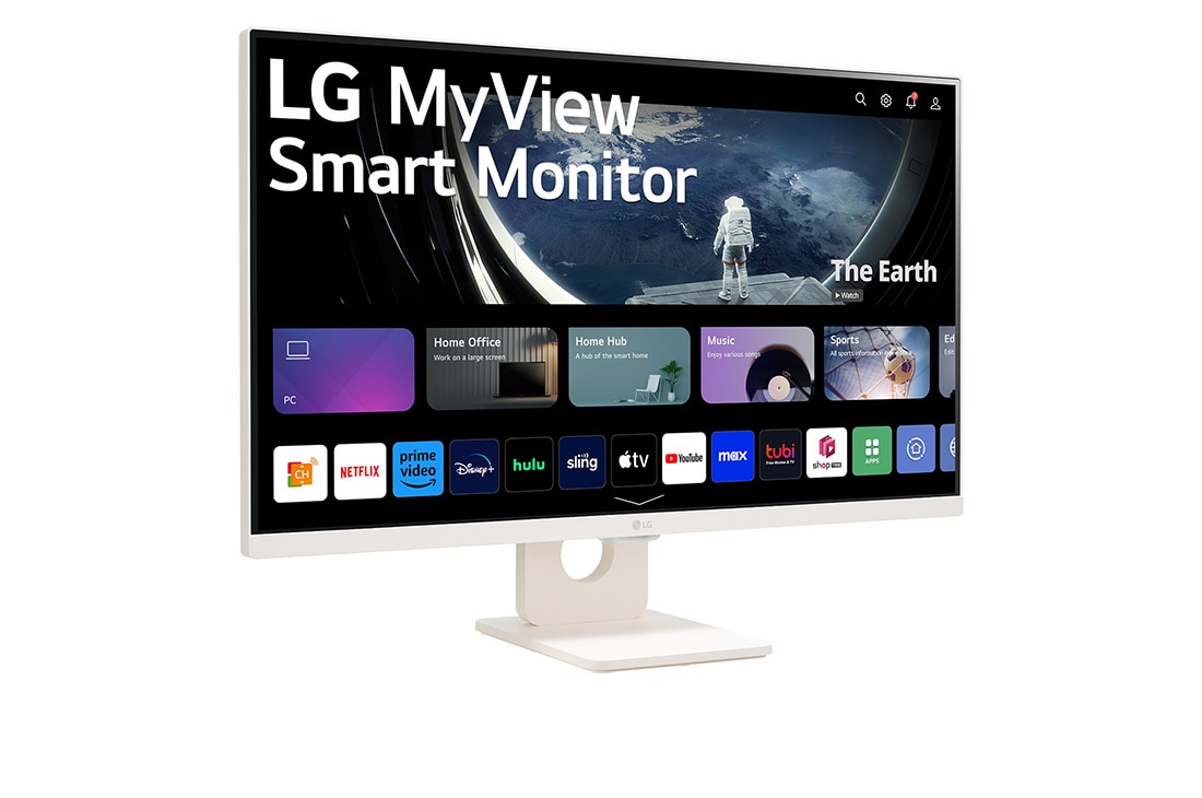 LG  Monitor FHD IPS 27'' Smart Monitor con webOS AirPlay 2 ThinQ, Side view image, 27SR50F-W, thumbnail 2