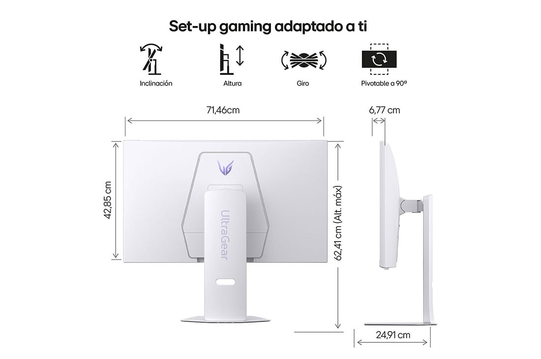 LG Monitor Gamer UltraGear 32'' │ 4K UHD 144 Hz │ 1 MS, rear view with lights on, 32G810SA-W, thumbnail 5
